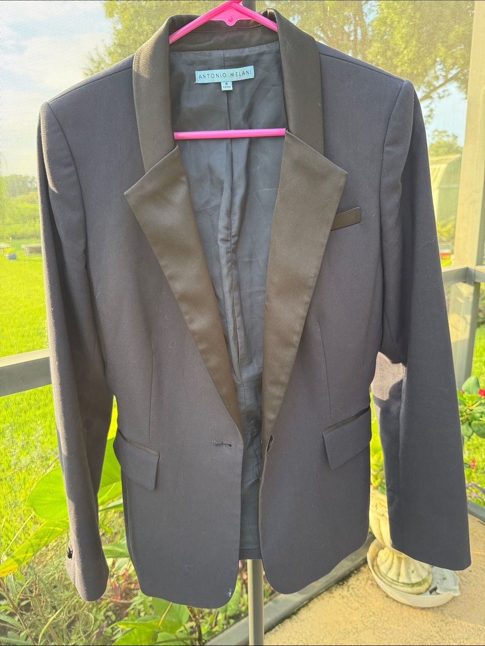 ANTONIO MELANI Navy Tuxedo jacket with Black Satin-Lapel